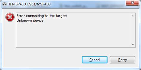 CCS MSP F MSP F Can T Download Program Error Connecting To The Target Unknown