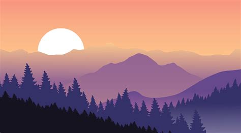 Beautiful Sunset At Mountains Stock Illustration Download Image Now