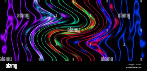 Multicolor Glowing Neon Twisted Lines On Black Background Shiny Neon