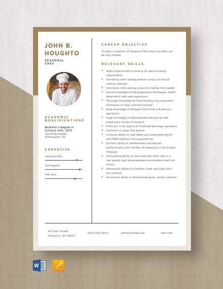 20 Chef Resume Templates Free Downloads