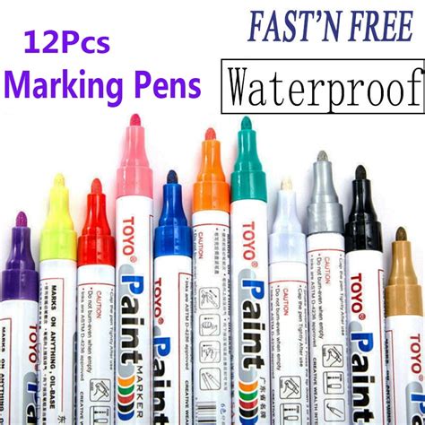 Acrylic Paint Pens Permanent Paint Markers 12 Colors Medium Point Tip