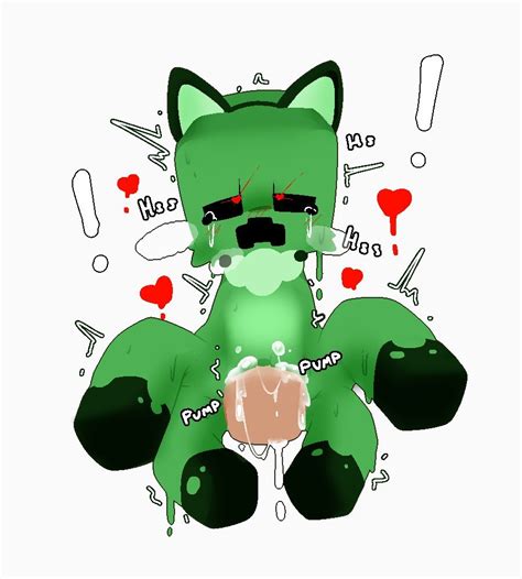 Rule 34 Creeper Minecraft Duo English Text Fake Cat Ears Fake Ears Female Genitals Looking