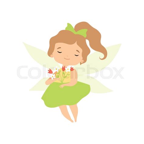 Little Forest Fairy Lovely Fairy Girl Stock Vector Colourbox