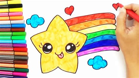 How To Draw A Cute Rainbow Star Youtube