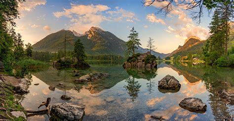 Picture Bavaria Alps Germany Hintersee Nature Mountains Lake Scenery