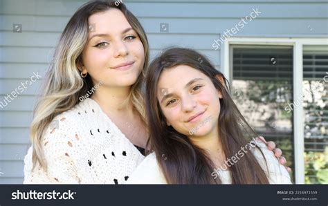 Close Portrait Two Sisters One 19 Stock Photo 2216971559 Shutterstock