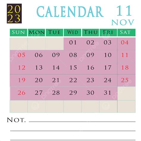 November 2023 Calendar Minimalist Vector File November 2023 November