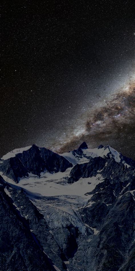 Milky Way Starry Night Dark Mountains 1080x2160 Wallpaper Dark