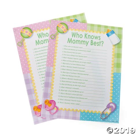 Who Knows Mommy Best Baby Shower Game 144 Pieces