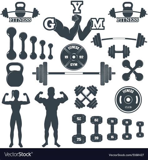 Fitness Gym Icons Royalty Free Vector Image Vectorstock