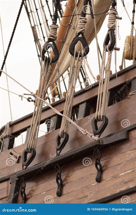 Wooden Hull And Rigging Of Historic Tall Ship Stock Photo Image Of