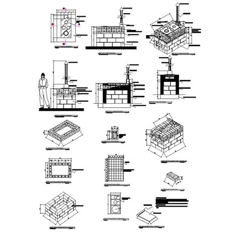 Brick Masonry Construction Detailing 2d View Layout File In Dwg Format