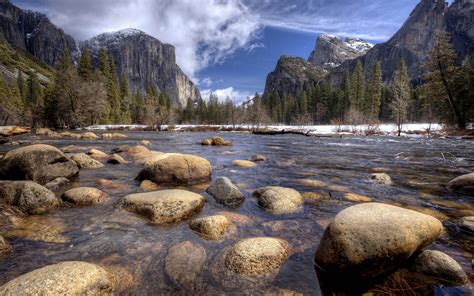 Yosemite National Park California Merced River Rocks Mountains Autumn