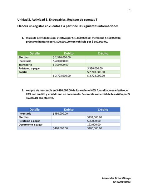 Unidad 3 Actividad 3 Entregables Registro De Cuentas T 1 Alexander