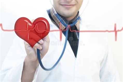 Male Doctor Using Stethoscope Heart Pulse Stock Image Image Of Chart