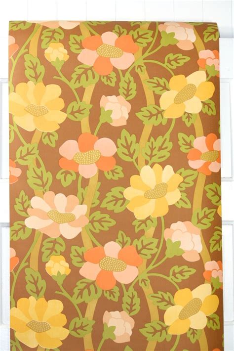 Retro Wallpaper By The Yard 70s Vintage Wallpaper 1970s Etsy