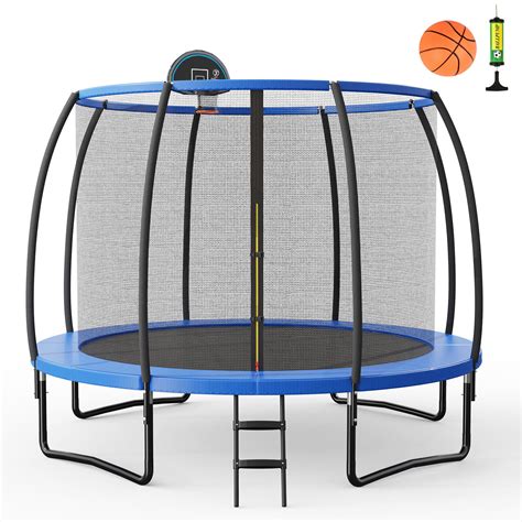 Gymax 12ft Recreational Trampoline W Basketball Hoop Safety Enclosure