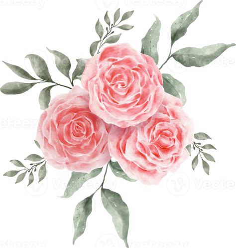 Pink Rose Flower Bouquet Arrangement Watercolor 9369548 Png