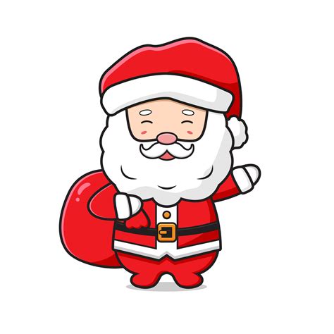 Cute Santa Claus Carrying A Presents Sack Merry Christmas Cartoon