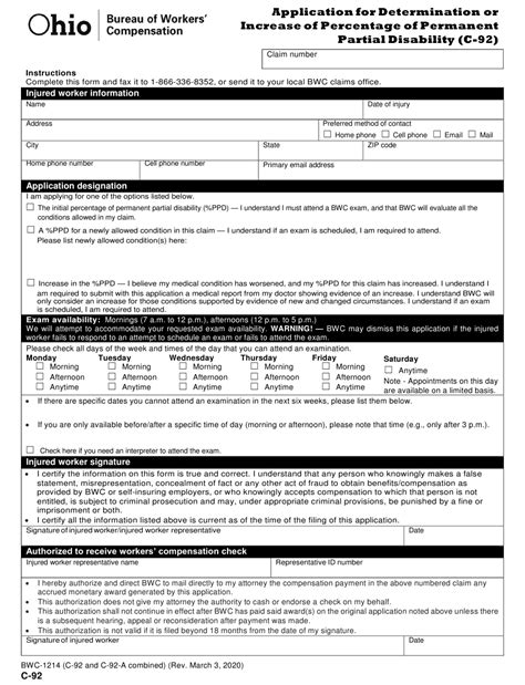 Form C 92 Bwc 1214 Fill Out Sign Online And Download Printable Pdf