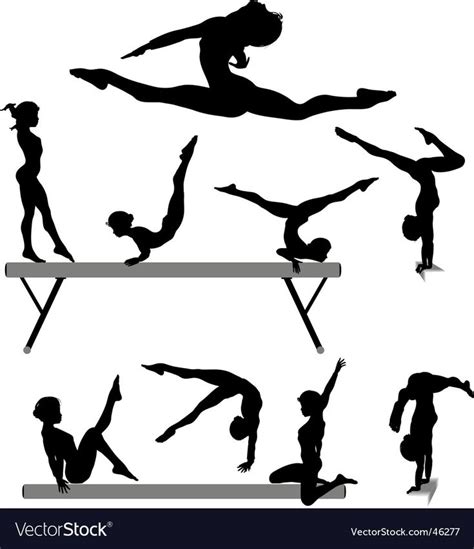 Female Gymnast Silhouettes Vector Image On Vectorstock Gymnastics