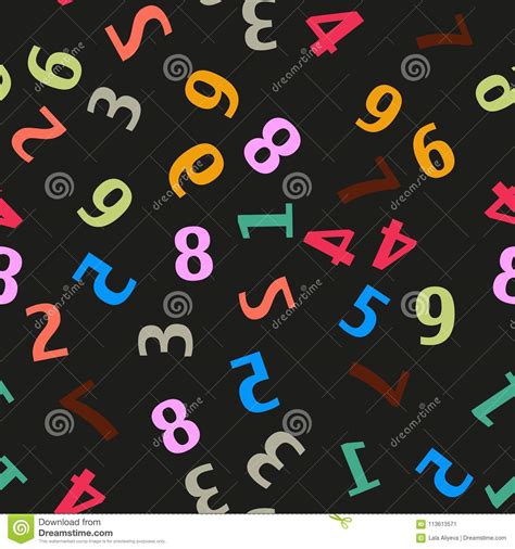 Seamless Pattern With Colorful Numbers Vector Stock Vector