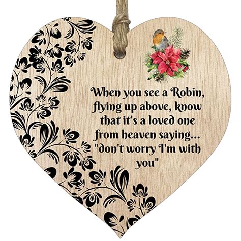 Buy Stuff4 When You See A Robin Hanging Wooden Heart Sign Plaque