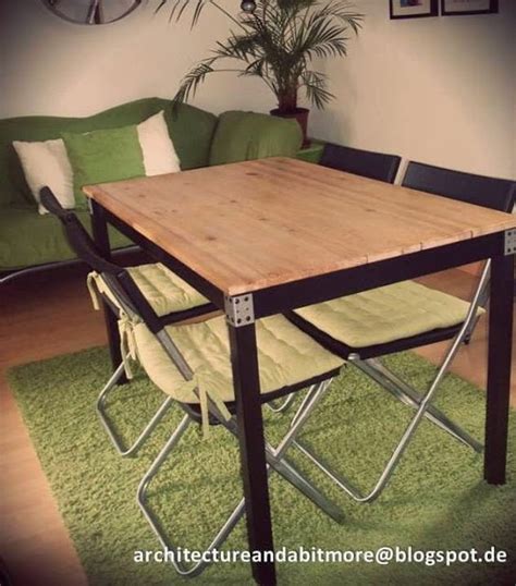 The before and after will make you want to complete this project! Industrial dining table from a simple IKEA table - IKEA ...