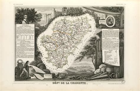 1854 Département De La Charente Auteur Victor Levasseur Vintage