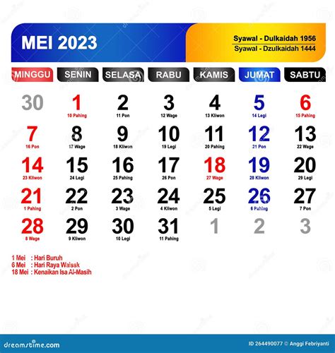 Kalender Bulan Mei 2023 Lengkap Dengan Hari Libur Stock Image