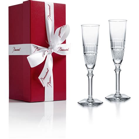 Baccarat Diamant Champagne Flute Pair Crystal Classics