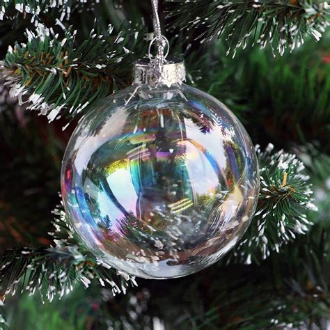 Warmiehomy 10 X Christmas Tree Baubles Iridescent Glass Fillable