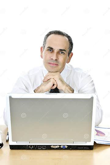 Businessman At His Desk On White Background Stock Image Image Of