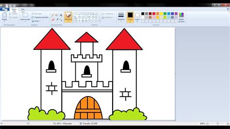 Dibujos Para Niños Con Paint Cómo Dibujar Un Castillo Con Paint Youtube