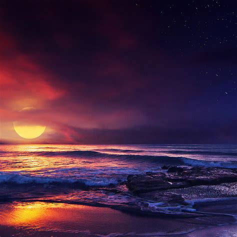 1024x1024 Ocean Sunset Illustration 1024x1024 Resolution Hd 4k