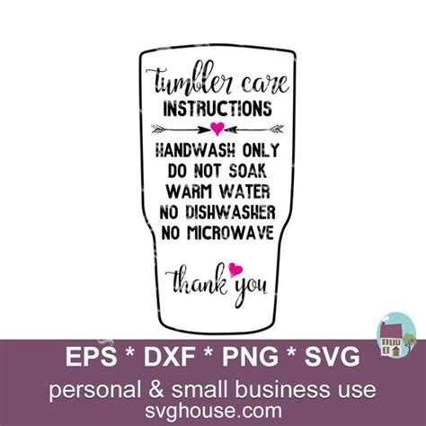 Free Printable Tumbler Care Instructions - Layered SVG Cut File - Free