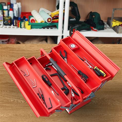 Portable 5 Tray Cantilever Metal Tool Box Steel Tool Chest Cabinet