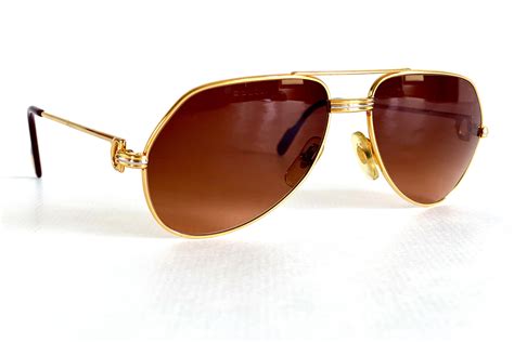 Vintage 1986 Cartier Vendôme Louis Cartier Sunglasses 22k Gold Plated New Old Stock