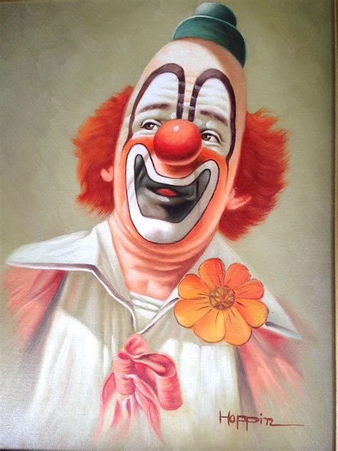 Clown Painting Oil On Canvas Artist Hoppin Hoppitz Signed Framed Free