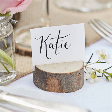 Wooden Mini Log Wedding Place Card Holders Five Pack By Ginger Ray