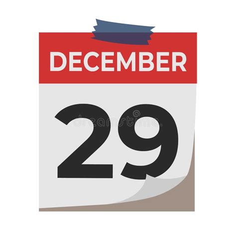 December 29 Calendar Icon Isolated On White Background Event Concept