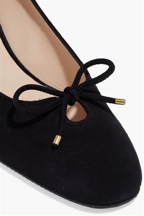 Stuart Weitzman Gabby 45 Bow Embellished Suede Pumps The Outnet