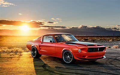 High quality car wallpapers for desktop & mobiles in hd, widescreen, 4k ultra hd, 5k, 8k uhd monitor resolutions. Download wallpapers Ford Mustang, 1968, Classic cars, orange mustang, retro cars, sunset for ...