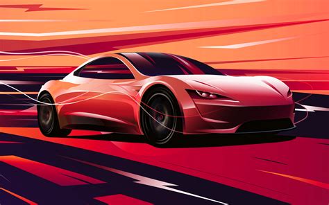 Descargar Fondos De Pantalla Tesla Roadster 4k Coupé Art Abstrait