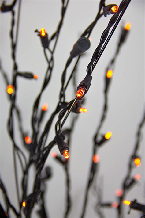 6 Orange And Black Led Lighted Cascade Twig Tree Outdoor Halloween Decor