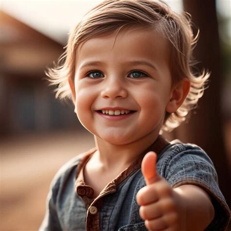 Premium Photo Smiling Happy Child Giving Thumbs Up Gesture Of Approval