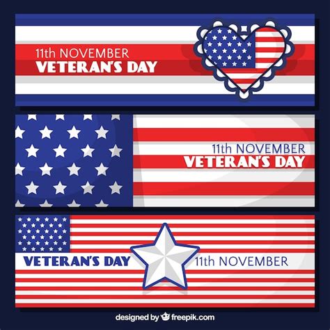 Free Vector Veterans Day Banners With The Colors Of The United States