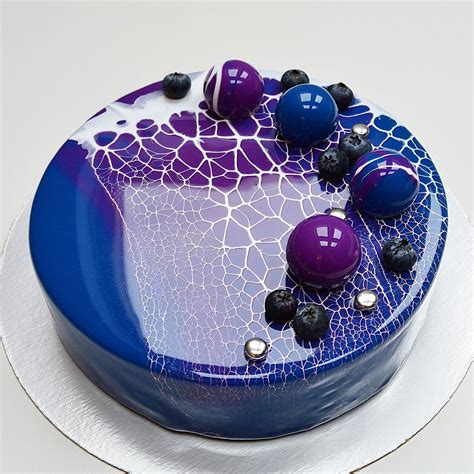 Such Perfection Deep Blue Royal Purple Mirror Glaze Cake W White