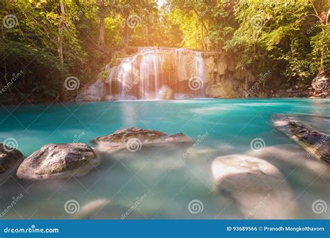 Blue Stream Waterfall In Tropical Deep Forest Stock Photo Image Of