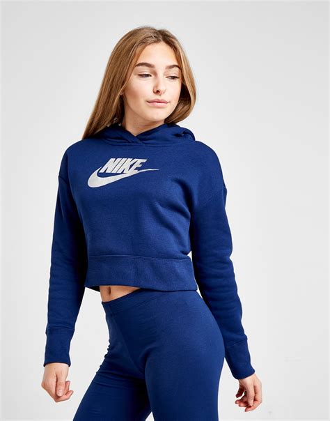 Buy Blue Nike Girls Shine Crop Overhead Hoodie Junior Jd Sports Jd